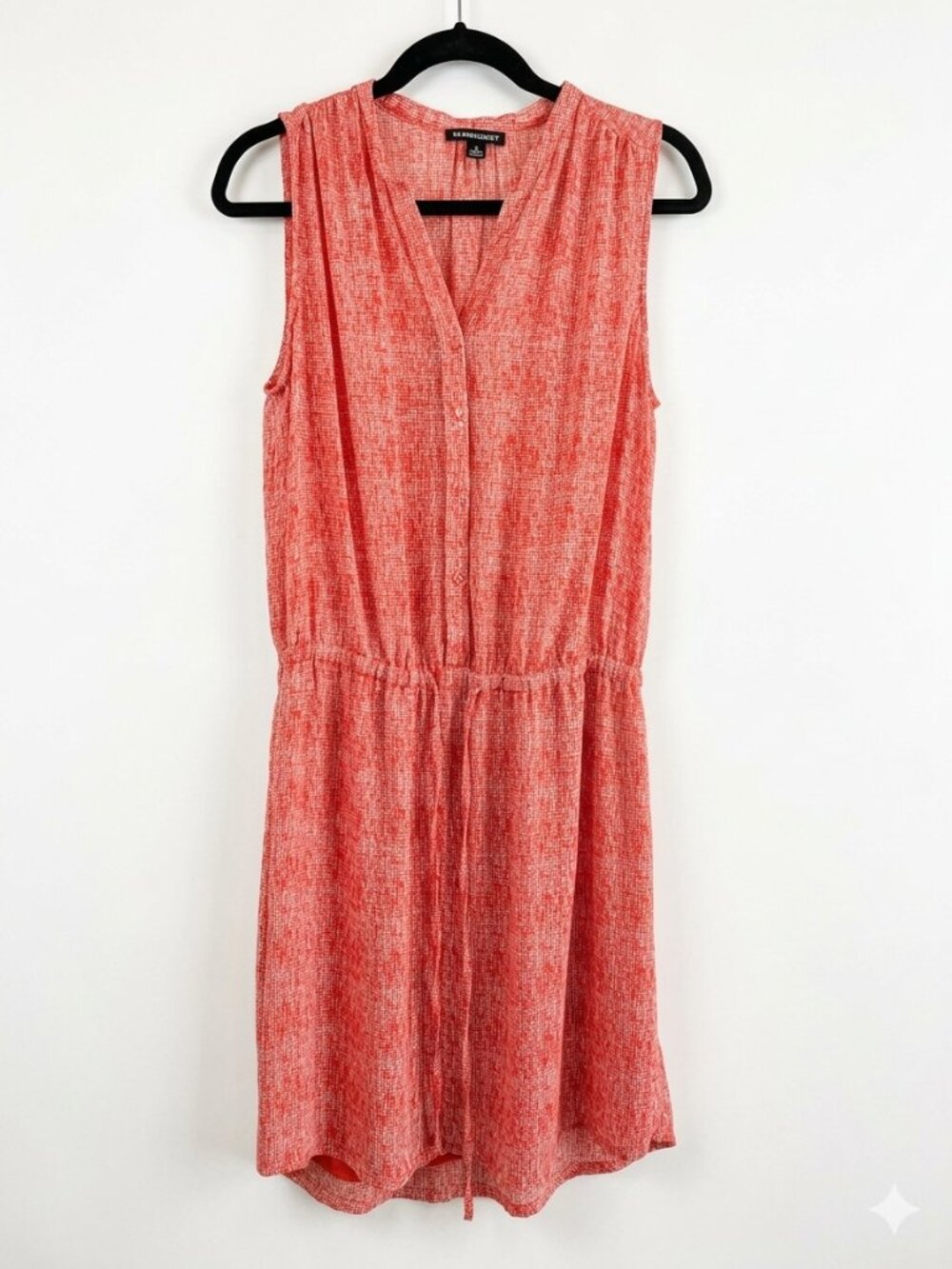 Hilary Radley Coral Red Sleeveless Drawstring Waist Dress (size 6)